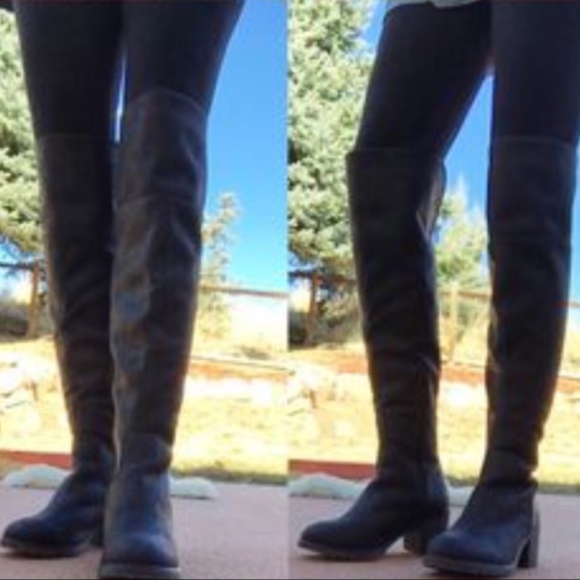 SO Sled Over The Knee Boots Black Faux Leather - Picture 6 of 8